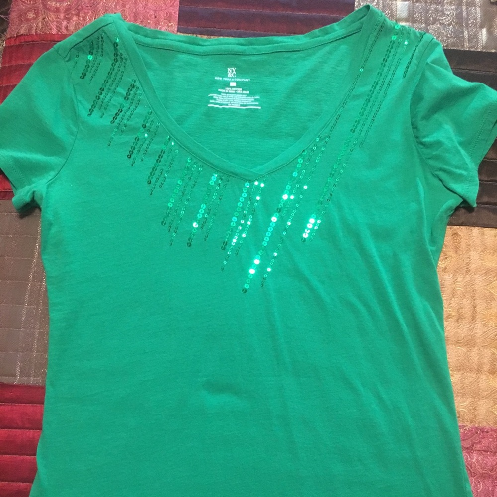 Green sequin top